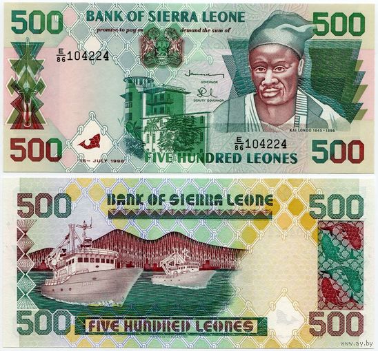 Сьерра Леоне. 500 леоне (образца 1998 года, P23b, UNC)