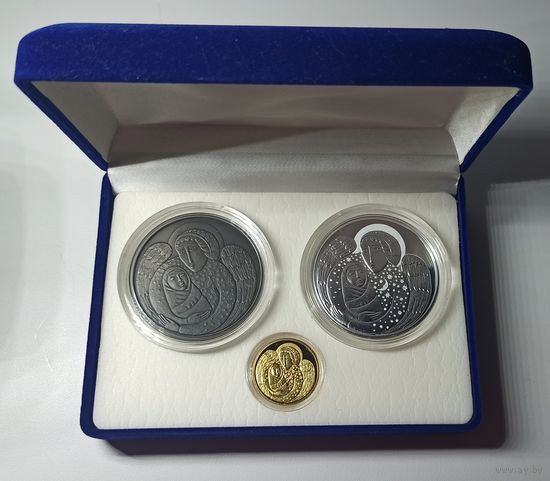 Футляр для 3 монет в капсулах 58.00 и 30.00 mm бархатный темно-синий
