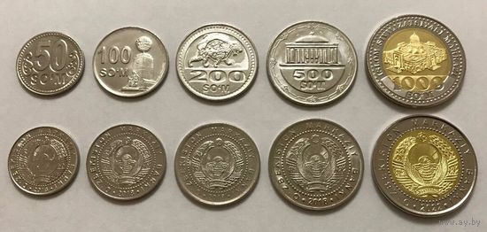 Узбекистан НАБОР 5 монет 2018 - 2022 UNC