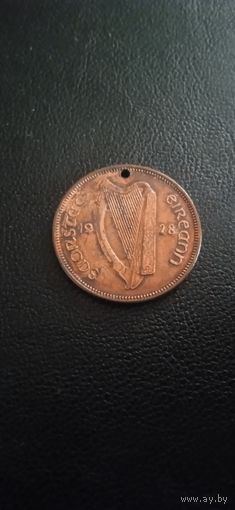 Ирландия 1/2 пенни 1928 г. с дыркой