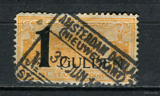 Нидерланды - 1919 - Железнодорожные марки 1 GULDEN (есть тонкое место) - 1 марка. Гашеная.  (Лот 23CR)