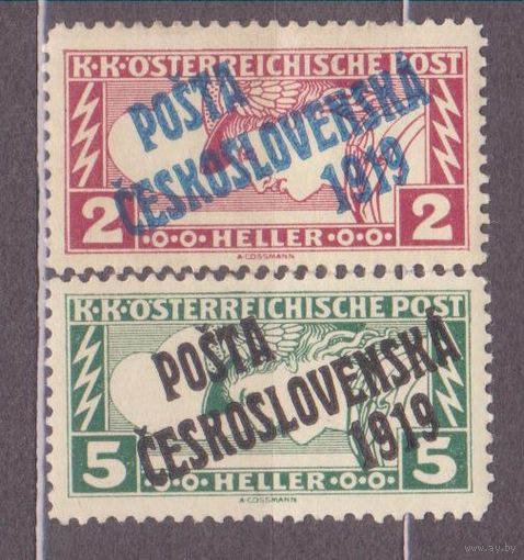 НАДПЕЧАТКА Чехословакия на Австрийских марках 1919г. **/ДЕК