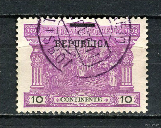 Португалия - 1911 - Надпечатка REPUBLICA 10R - [Mi.191x] - 1 марка. Гашеная.  (Лот 54CJ)