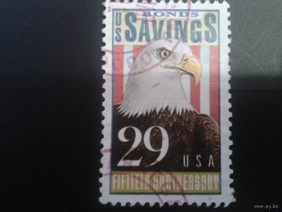 США 1991 птица из герба США на фоне флага