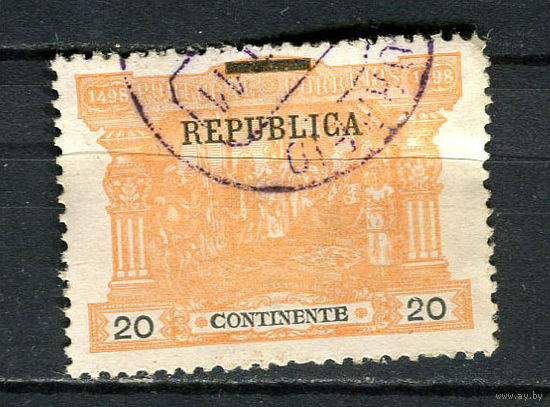 Португалия - 1911 - Надпечатка REPUBLICA 20R - [Mi.192x] - 1 марка. Гашеная.  (Лот 55CJ)