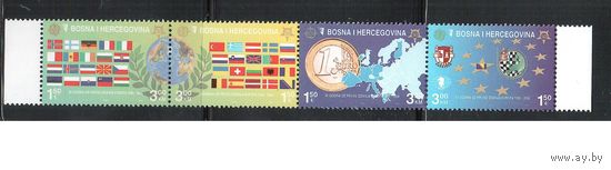 Босния-2005(Мих.419-422) ** , Европа , Карта, Флаги, Шахматы,Нумизматика
