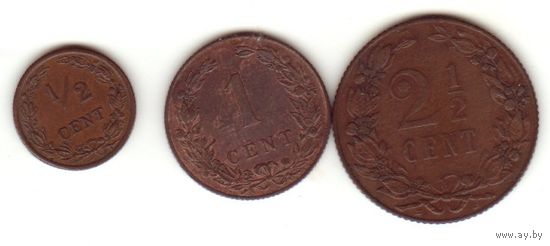 1/2 цента 1902, 1 цент 1902, 2 1\2 цента 1905