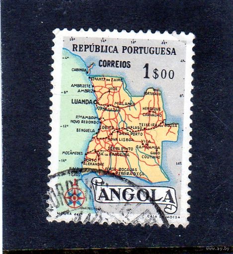 Ангола. Ми-395. Карта Анголы.1955.