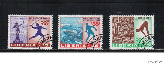 Либерия-1968(Мих.706-708) , гаш. , Спорт, ОИ-1968(полная серия)