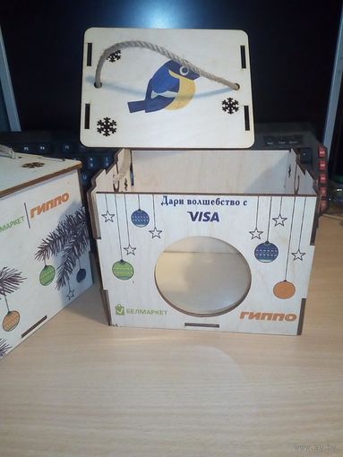 Коробка для новогоднего подарка Кормушка фанера Контейнер для конфет