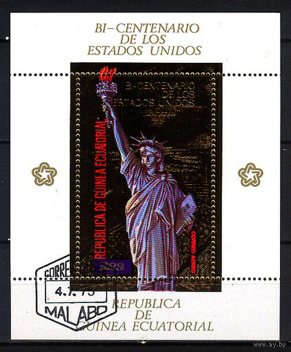 1975 Экваториальная Гвинея. 200 лет независимости США.. Золото
