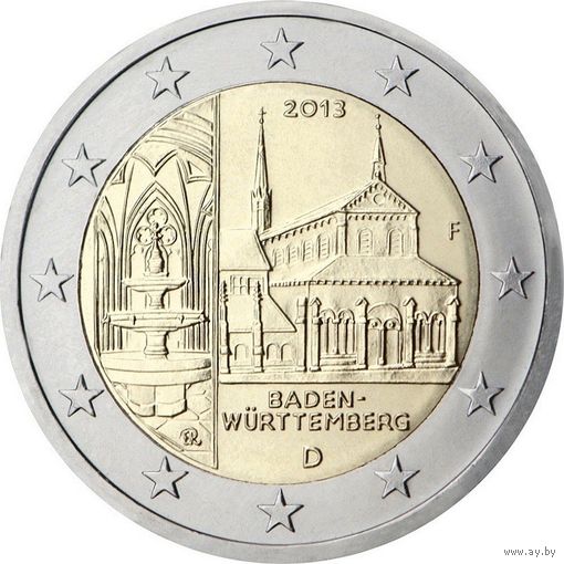 2 евро 2013 Германия Баден-Вюртемберг, дворы A G F D J UNC из ролла