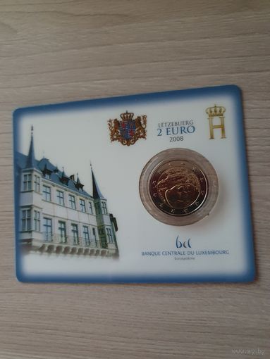 Монета Люксембург 2 евро 2008 Замок Берг BU БЛИСТЕР