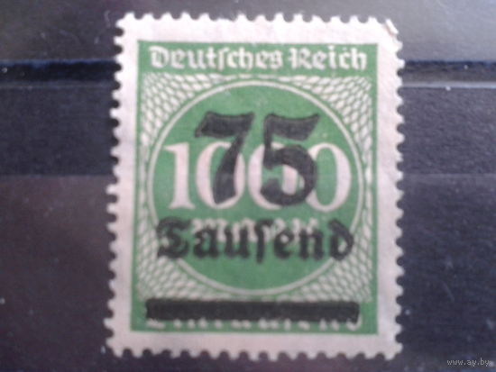 Германия 1923 Надпечатка 75 000 на 1000м