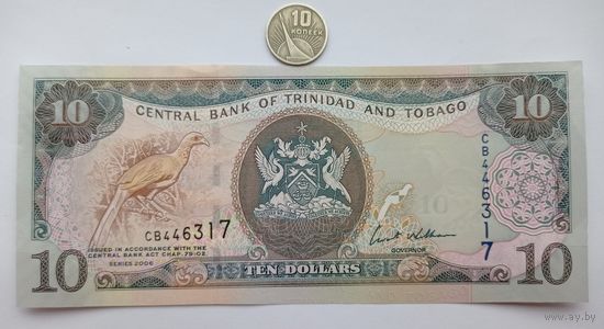 Werty71 Тринидад и Тобаго 10 долларов 2006 UNC банкнота