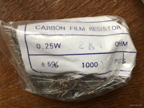 Резисторы углеродистые. CF-25 (С1-4) 0.25 Вт, 2 кОм, 5%,