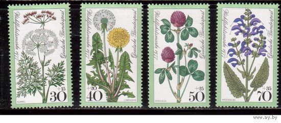 Германия(ФРГ)-1977,(Мих.949-952), *(след от накл.),  Флора,Цветы