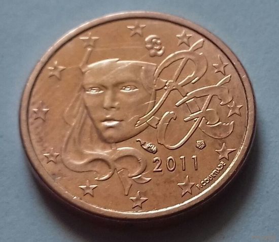 1 евроцент, Франция 2011 г., AU