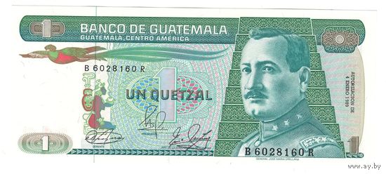Гватемала 1 кетцель 1989 года. Состояние UNC! Нечастая!