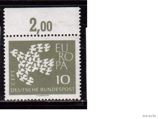 Германия(ФРГ)-1961,(Мих.367у), **, ЕВРОПА, флуористентная бум.