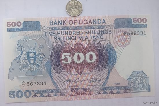 Werty71 Уганда 500 шиллингов 1986  UNC банкнота большой формат