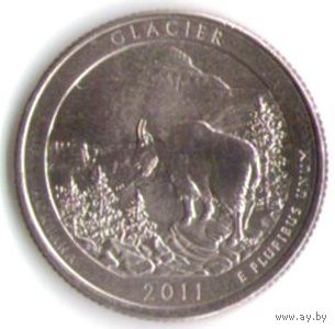 25 центов 2011 г. Парк=7 Национальный парк Глейшер Монтана Двор D _UNC