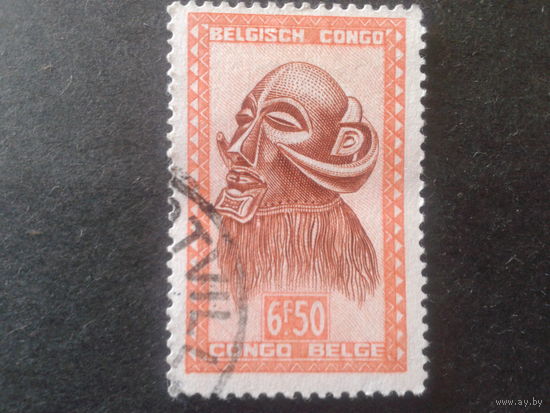 Конго 1947 колония Бельгии шаманская маска