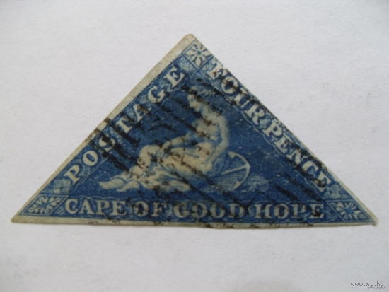 1855 год Мыс Доброй Надежды треугольник Скотт #2a Каталожная цена $190 британские колонии