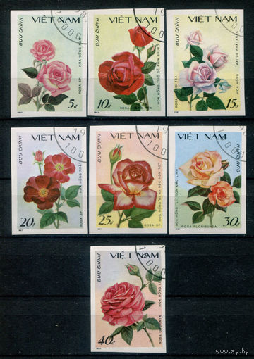 Вьетнам - 1988г. - розы - 7 марок - полная серия, гашёные [Mi 1888-1894]. Без МЦ!