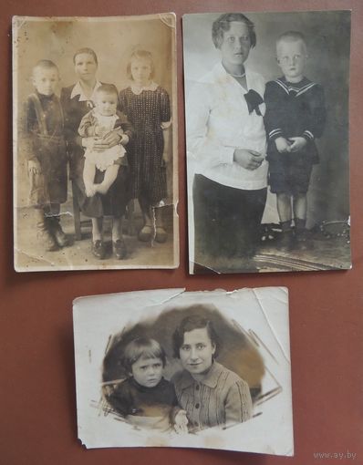 Фото "Женщины с детьми", Зап. Бел., 1920-1940- е гг., 3 шт.