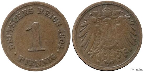 YS: Германия, Рейх, 1 пфенниг 1904D, KM# 10
