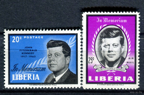 Либерия - 1964г. - Памяти Джона Кеннеди - полная серия, MNH [Mi 616-617] - 2 марки