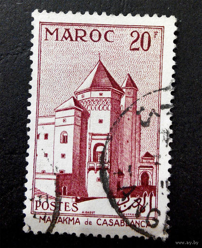 Марокко 1955 г. Замки. Архитектура. 1 марка #0036-A1