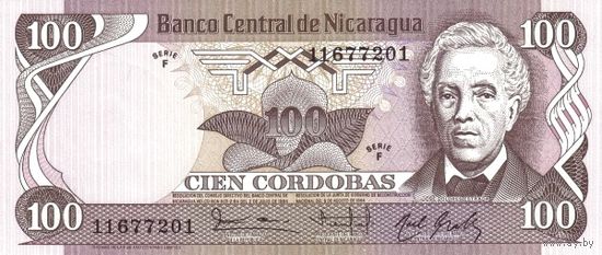 Никарагуа 100 кордоба образца 1984 года UNC p141