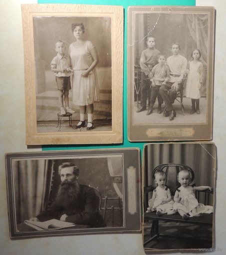 Фото кабинет-портрет "Семейная династия", Россоны, 1920-1930-е гг. (14*9 см), 4 шт.