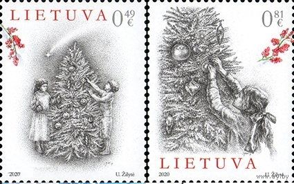 Литва 2020, (618) Рождество. Новый год. Елка, 2 марки **