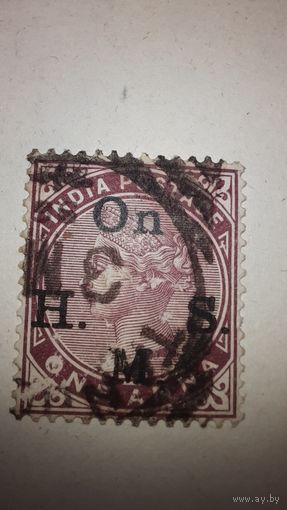 Индия /над печатка/ ONE Anna (скорее всего между 1882 и 1887 годами)