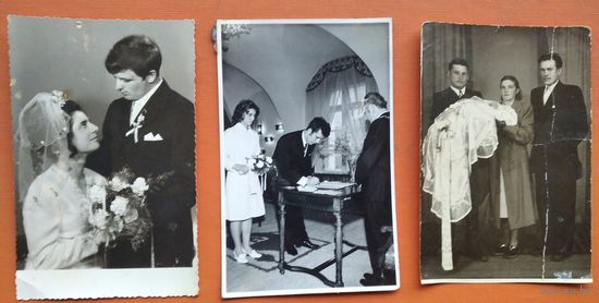 Свадебные фото. 1950-е. Польша. 9х14 см. 3 шт. Цена за все.