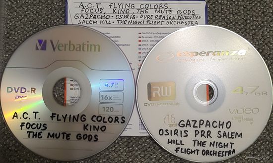 DVD MP3 дискография - A.C.T., FLYING COLORS, FOCUS, KINO, The MUTE GODS, GAZPACHO, OSIRIS, PURE REASON REVOLUTION, SALEM HILL, The NIGHT FLIGHT ORCHESTRA - 2 DVD