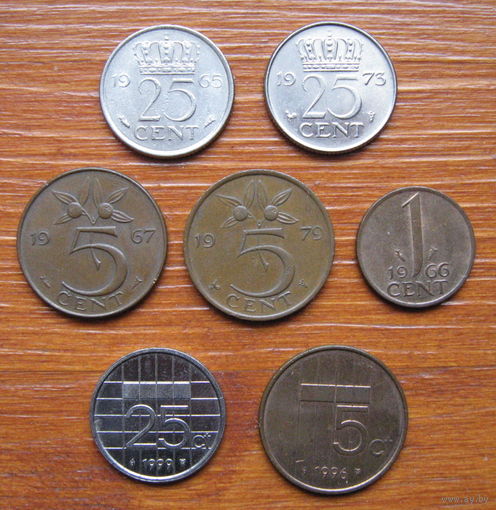 Нидерланды. Набор 7 монет. Центы