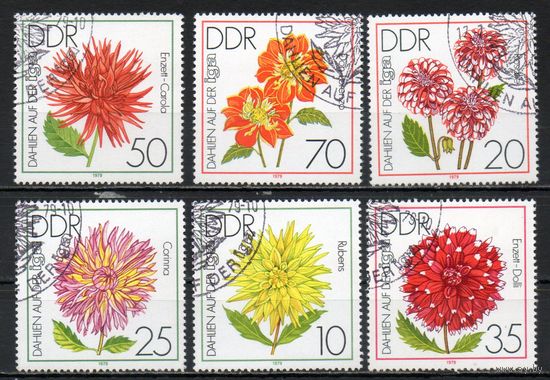 Цветы Георгины ГДР 1979 год серия из 6 марок
