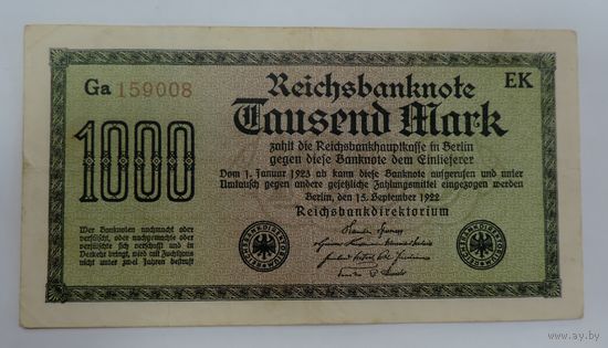 1000 марок 1922г. Германия