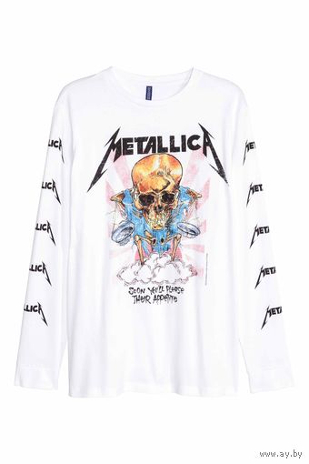 Майка белая METALLICA  "soon you'll please their appetite" размер XL  (Original H&M)