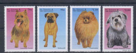 [1580] Сент-Винсент и Гренадины 1998. Фауна.Собаки. 4 МАРКИ+2 БЛОКА.