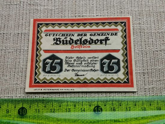 Германия-нотгельд 75   пфенингов  Budelsdorf 1920