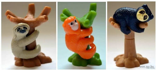 Серия игрушек из киндера животные на деревьях