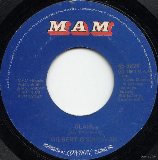 Gilbert O'Sullivan, Clair / Ooh-Wakka-Doo-Wakka-Day, SINGLE 1972
