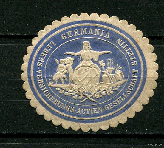 Германская империя (Рейх) - Виньетка-облатка Cтраховой компании Германия в Штеттине - 1 виньетка-облатка.  (Лот 149AY)