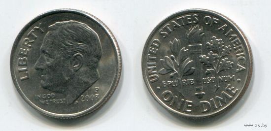 США. 10 центов (2003, буква P, aUNC)