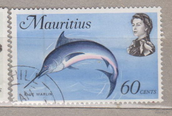 Рыбы Морская флора и фауна Маврикий 1969 год  лот 16 Известные люди Известные Личности Королева Елизавета II